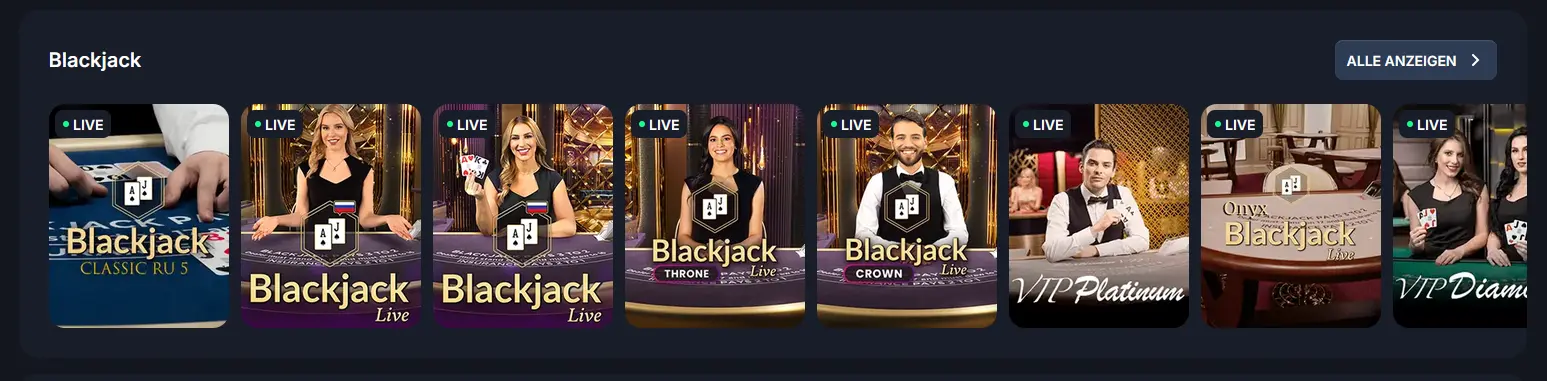 Live Blackjack bei Beef Casino: Auswahl an Tischen mit unterschiedlichen Einsatzlimits